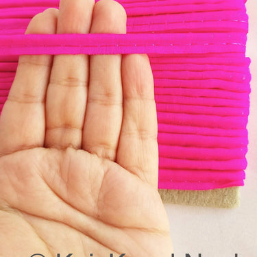 2mm Flanged Insertion Piping on 9mm Band, Fuchsia Pink Art Silk Fabric Trim, Cord piping Trim